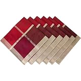 IMAGE OF Red and Burgundy Poppy Design Provence French Jacquard Weave Set of 6 Dinner Napkins