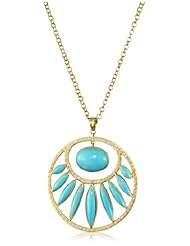 Lauren Harper Collection Archipeligo Blue 18k Gold, Sleeping Beauty Turquoise and Diamond Round Pendant Necklace