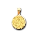 14K Yellow Gold Aztec Calendar Satin Charm Pendant