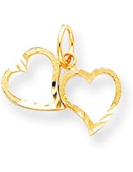 10K Yellow Gold Double Heart Charm Jewelry FindingKing
