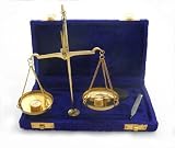 Brass Scale Set in Velvet-lined Box with Seven Varying Weights