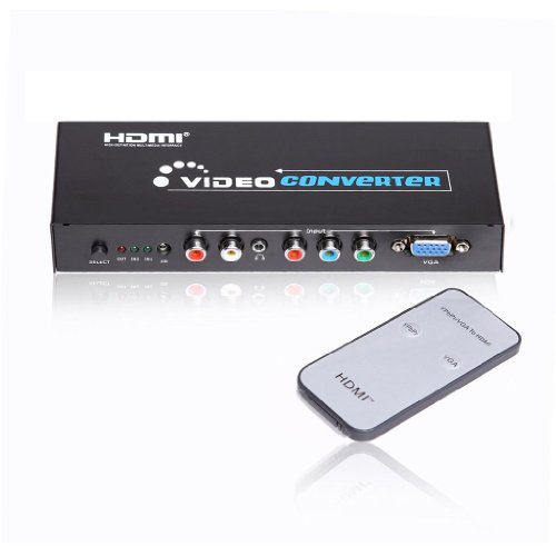 Etekcity® VGA & Component + Audio to HDMI Converter with remote - VGA & RGB/YPbPr, Optical Coaxial, R/L, 3.5mm, & Digital Audio HDMI Adapter: 720p & 1080p HD Upscale works with PCs, DVD Players, Game Consoles, and Other VGA & YPbPr Devices On Sale