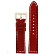 Red Genuine Leather Watch Band 22mm