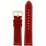 Red Genuine Leather Watch Band 20mm