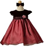 New Velvet Organza Dress ~ 6/9M (Small) kid B775 Burgundy