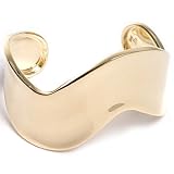 Wave of Gold - 18kt Gold Over Sterling Silver Wide Wave Cuff Bangle Bracelet