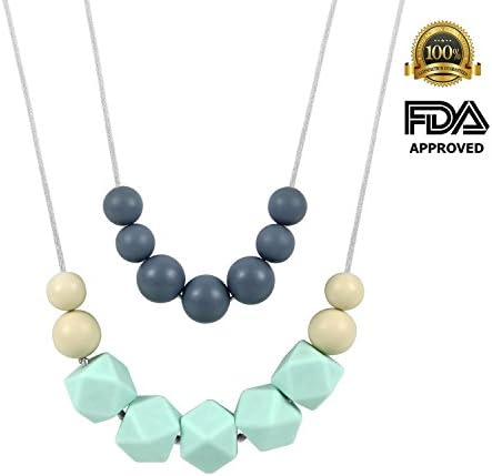 Wittle Teether 100% Food-Grade Silicone Baby Teething Necklace for Moms Premium Baby Chew Beads Necklace - Sweet Gift for a New Mom