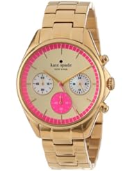 kate spade new york Womens 1YRU0230 Gold Bazooka Pink Dial Seaport Chronograph Watch