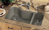 American Standard 7179.001 Silhouette 33 Dual Level Double Bowl Kitchen Sink with Center Faucet Hol