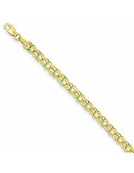 14K Gold 7in 4.5mm Hollow Double Link Charm Bracelet 7 Inches