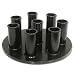 The Champion Barbell Vertical Olympic Bar Holder holds 8 Olympic-style bars safely in a minimal amount of space. The horns have nylon sleeves inserted to protect bars. This holder features 16in diameter x 3/4in solid steel base with powder coated finish.