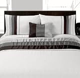 Colour Block Black Double Duvet Quilt Cover Bedding Set