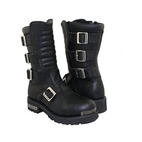 Xelement Black Leather Executioner Motorcycle Boots
