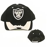 Oakland Raiders Double Striped Bill Adjustable Baseball Hat - Black