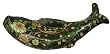 Chinese porcelain fish "box" - hand painted, black background, floral design