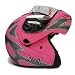 Matte Flat Pink Flip Up Full Face Modular Motorcycle Street Sport Bike Helmet DOT (Medium)