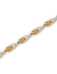 14kt Yellow Gold Oval Citrine and Diamond Bracelet