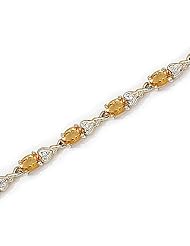 14kt Yellow Gold Oval Citrine and Diamond Bracelet