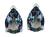 1.80 cttw Lab Created Alexandrite Earrings - 14kt White or Yellow Gold