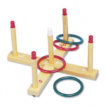New-Champion Sports QS1 - Ring Toss Set, Plastic/Wood, Assorted Colors, 4 Rings/5 Pegs/Set - CSIQS1