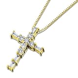 Search : 14 Karat Yellow Gold Baguette Diamond Cross Pendant