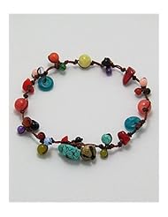 Cotton Waxed Thread Coral Anklet