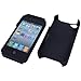 Rugged High Impact Credit Card Holder Wallet Soft + Hard Hybrid Combo Case Cover for Apple iPhone 4 4S + Stylus + Screen Protector - Black