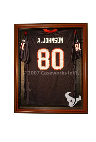 Houston Texans Football Jersey Display Case with Removable Face and Classic Wood Finish Frame