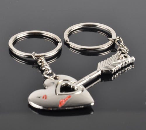 1 Pair of Sweet Love Heart Key Ring Key fob Couples Romantic Keychain Gift for Lovers