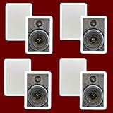 4 Pairs of New 6.5" In Wall Surround Sound HD Home Theater Rectangular Glass Fiber Speakers 4TSS6W