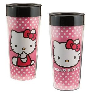Vandor Hello Kitty 16 Ounce Plastic Travel Mug, Pink (18051)