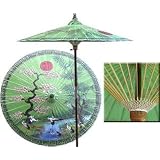 Asian Spring 7 Foot Patio Umbrella With Base - Spring Green by Oriental Decor