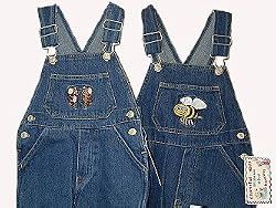 Toddler Girls Cotton Denim Embroidery Bib Pocket Overall