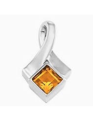 18K Yellow Gold Princess Cut Spessartite Garnet Pendant -- LIFETIME WARRANTY