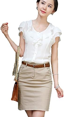 Women Summer T Shirt Short Sleeve Tops Ol Business Attire Office Lady Wear Xs White