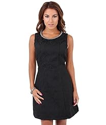 Cotton/Polyester Floral Print Vintage Sleeveless Skater Dress/Little Black Dress 