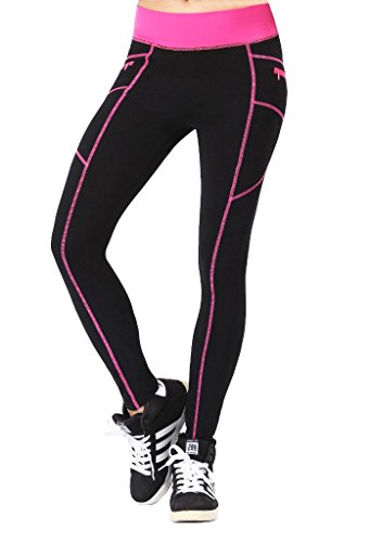 Neonysweets Womens Legging Sports Workout Tights Running Yoga Pants Black Rose L