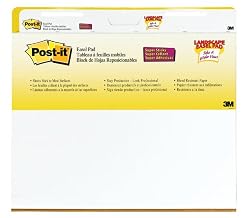 Post-it&reg; Super Sticky Self-Stick Landscape Easel Pads,  White Paper, 23-1/2 Inches x 30 Inches, 30 Sheets Per Pad, Two pads per pack