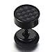 Mens Stud Earrings Stainless Steel Illusion Tunnel Plug Screw Back with Carbon Fiber, 2pcs