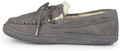 Pindari Mens Faux Suede Moccasin Slippers Grey, 9 Regular US