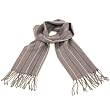 Men's Winter Ski Soft Cashmere Feel Scarf Stripe Gray with Black & White