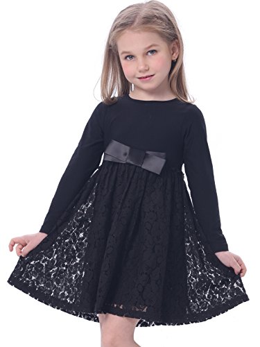 Bonny Billy Girl's Casual Satin Lace Dress with Bow