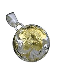 925 Silver Two Tone Filigree Scroll Design Ball Pendant Hawaiian Silver Jewelry