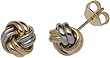 9ct Two-Colour Yellow & White Omc2 Knot Stud Earrings