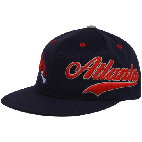 adidas Atlanta Hawks Navy Blue Doubleheader 210 Fitted Hat (Small/Medium)