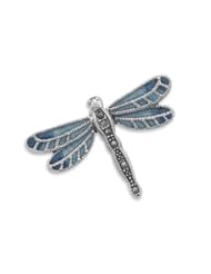 Light/Dark Blue Enamel/Marcasite Dragonfly Pin, Sterling Silver
