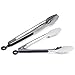 CYLAPEX Set of 2 Stainless Steel Kitchen Tongs 9inch and 12inch with Silicone Grip, Locking Food Tongs for Barbecue, Cooking, Grilling Turner (Black)