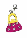Charm Clip - P28 - Enamel Purse With Crystal Stones ~ Fuchsia & Yellow
