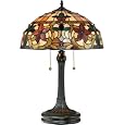 Quoizel TF878T Kami 2 Light Tiffany Table Lamp, Vintage Bronze Finish