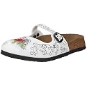 Birki Maria 359543, Damen Clogs & Pantoletten, normales Fußbett, Kork, weiss (Flower 83)